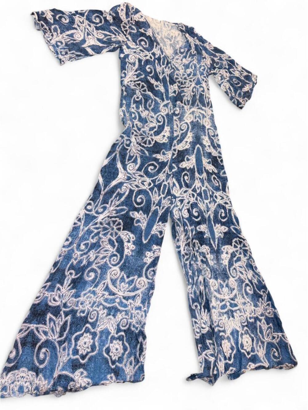 Beautiful Jaase floral jumpsuit in a soft blue and white boho botanical print